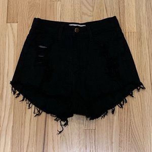 SOLD. Black High Waisted Denim Shorts